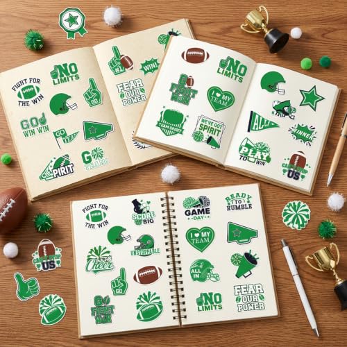 100 Pcs Green Team Spirit Stickers Cheer Sports Stickers for Face - style: Green Team Spirits