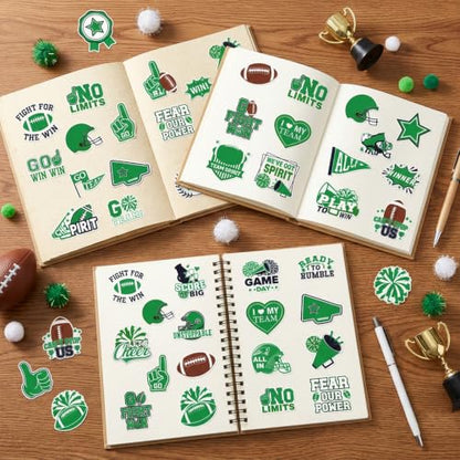 100 Pcs Green Team Spirit Stickers Cheer Sports Stickers for Face - style: Green Team Spirits