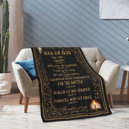 Christian Gifts Blanket 60"x50" Man of God Gift for Men - color: Christian