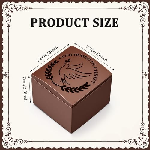 Frienda Inspirational Confirmation Keepsake Box - 2.8" H Bronze Finish Resin Trinket Box with Dove, Durable Religious Sacrament Gift for Baptism, First Communion