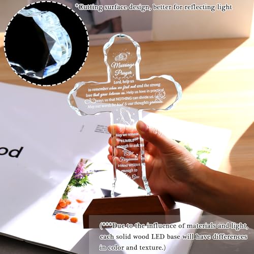 Ornalrist Glass Stand Cross Wedding Gifts for Couples 2026 Marriage Prayer - color: Marriage Prayer