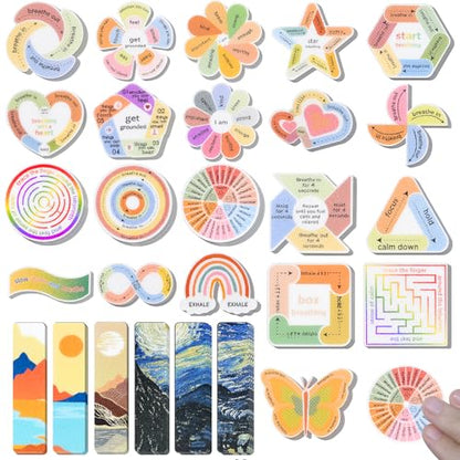 102 Pieces Sensory Stickers for Calm, 2 Texture Styles, Anxiety Relief