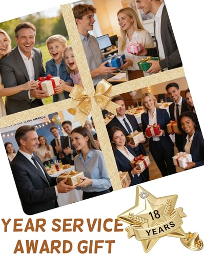 Years of Service Pins, Gold Star Pin for 1-30 Year Work Anniversary, Long Standing Employee Recognition Award Star Pins for Staff, Team & Volunteers - style: 18 Years