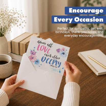 BEST PAPER GREETINGS Inspirational Cards with Envelopes - 60 Pack, 4 x 6 in, 6 Floral Designs - Christian Greeting Cards with Scripture Encouragement & Bible Verse Notes - size: 60-pack