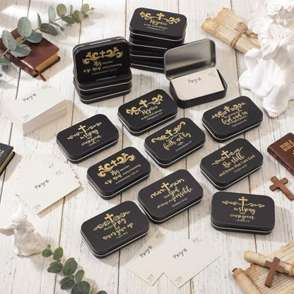 24 Prayer Boxes 120 Prayer Cards Black Gold Scripture Designs - style: Black