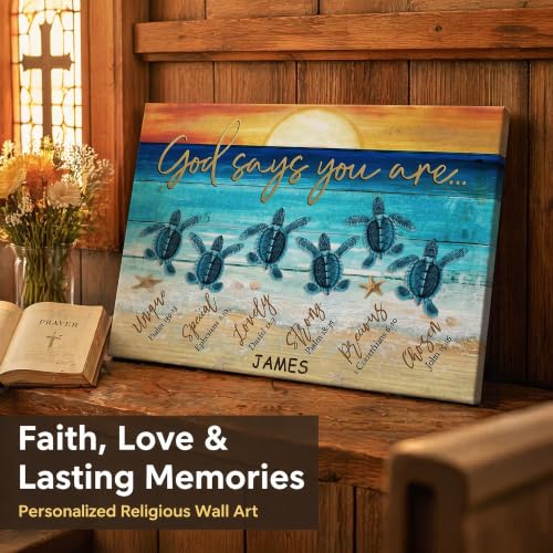 Ipplee Personalized God Says You Are Sea Turtle Canvas With Name - color: Design01
