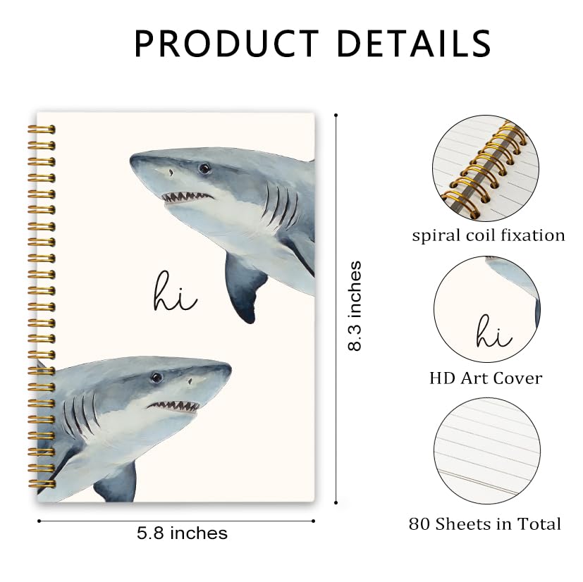 Shark Notebook for WomenGirls, Cute Shark Gifts for Animal Lovers A5 - color: Shark