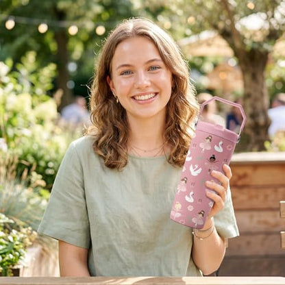 Hiboss Ballerina Gifts for Kids Girl, Pink Ballet Tumbler with Handle and Flip Straw 28oz, Insulated Stainless Steel Dance Travel Cup Mug, Dancer Birthday Gifts for Women Teens Girls - color: Ballet