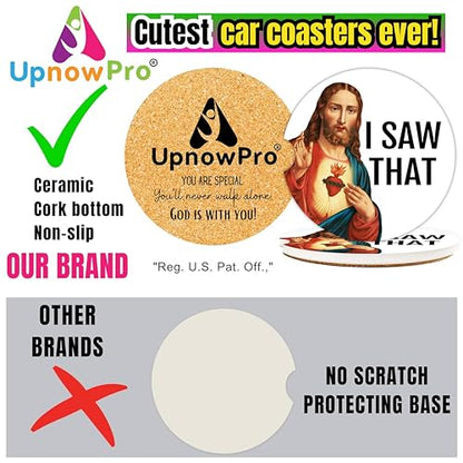 Jesus Car Coasters for Cup Holders, Funny Car Accessories, Jesus Gift