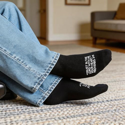 6 Pairs Christian Socks Cross Prayer Socks with Bible Verse,Christian Gift for Man Women Youth Birthday Christmas - color: 3:5-black