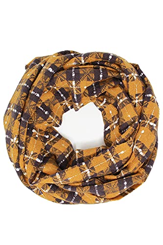 ScarvesMe Women's Check and Plaid Soft Infinity Loop Winter Fall Warm Scarf - color: Lof1252_mustard