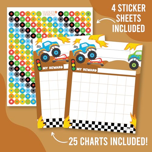 Sticker Chart for Kids Behavior at Home and Back to School Reward Charts - color: Monster Truck