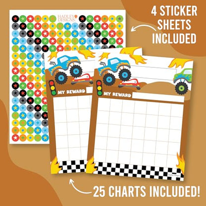 Sticker Chart for Kids Behavior at Home and Back to School Reward Charts - color: Monster Truck