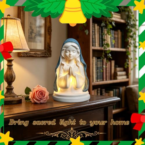 Birthday Gifts for Mom,5" Blessed Mother Mary Praying Lamp - color: Pray