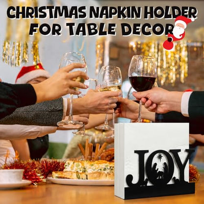 Nuogo Christmas Napkin Holder for Tables Black Metal Joy Decor - style: Joy