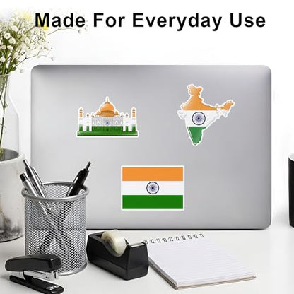 [3pcs] India Flag Sticker Waterproof Vinyl Stickers for Car Laptop Luggage - color: India Sticker
