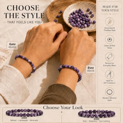 Cherry Tree Collection 100PCS 6mm Dogtooth Amethyst Round Bead Craft Kit - color: dogtooth amethyst, size: 6mm
