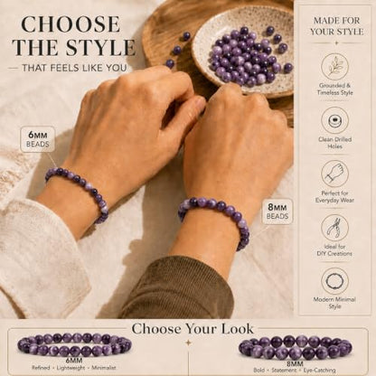 Cherry Tree Collection 100PCS 6mm Dogtooth Amethyst Round Bead Craft Kit - color: dogtooth amethyst, size: 6mm