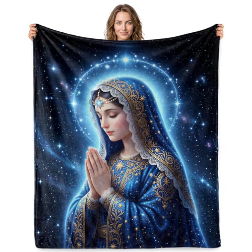 Jekeno Virgin Mary Gifts Blanket Catholic Religious Throw Blanket - color: Virgin Mary Praying, size: 60x80 Inch