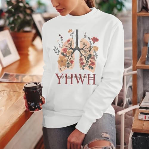 Christian Jesus Sweatshirts for Women YHWH God Bible Verse Sweatshirt Faith Long Sleeve Shirts Religious Pullover - color: White, size: Medium