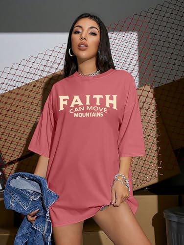 Christian Faith Shirts for Women Jesus Shirt YHWH Inspirational Bible Verse T-Shirt Religious Oversized Graphic Tee - color: Pink, size: Small