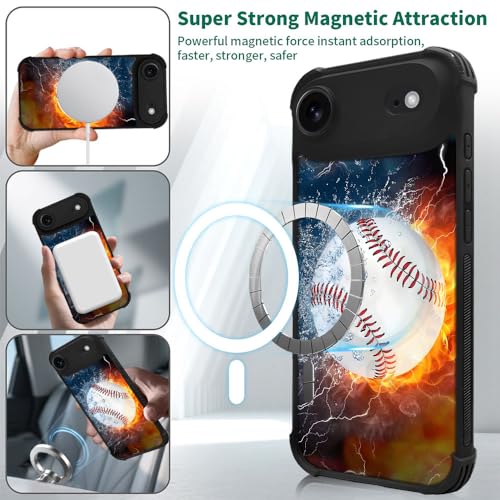 DAIZAG Case for iPhone 17 Air,[Compatible with Magsafe] Air-Guard Corners Shockproof Soft Phone Cover for Boy Men Gift,Ice Fire Baseball - color: Ice Fire Baseball, size: iPhone 17 Air