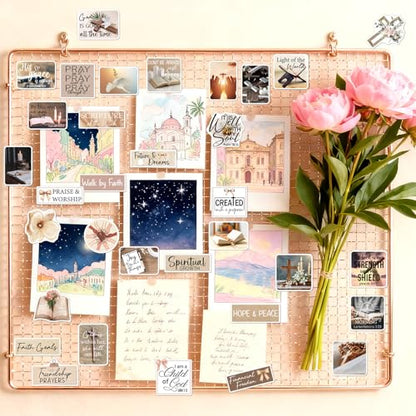 Prayer Board Stickers Supplies - 50 Pcs Prayer Vision Board Stickers, Motivational Water Bottle Sticker for Women, Bow Waterproof Scrapbook Decals, Vinyl Sticker for Laptop Journaling - style: Prayer