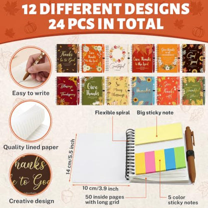 Fall Notebooks with Pens Bulk, 24 Sets, 5.5 x 4.7 Inch, Flower - color: Fall Flowers Religion
