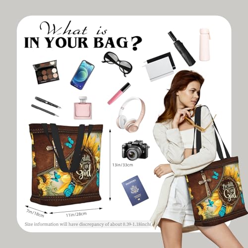 Bible Tote Bags for Women Christian Tote Bag Religious Church Bags for Women Organizer Christian Gift With Zipper - color: Be Still and Know That I Am God 1