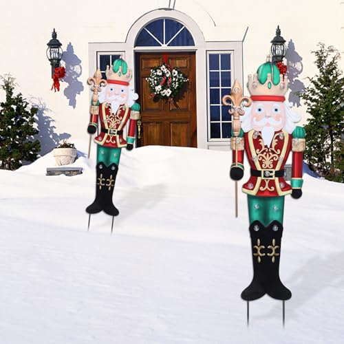 Christmas Yard Sign Decorations Outdoor with LED Lights Christmas Nutcracker Yard Signs with Metal Stakes for Xmas Holiday Party Lawn Sign Garden Decor Xmas Outdoor Yard Signs - style: king