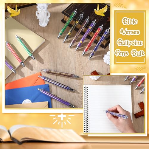 Sayglossy 72 Pcs Christian Bible Verse Pens Bulk Religious Christian Gifts for Women Men Inspirational Retractable Ballpoint Pen Motivational Appreciation Gifts for Coworker Teacher Church Supplies - style: Bible
