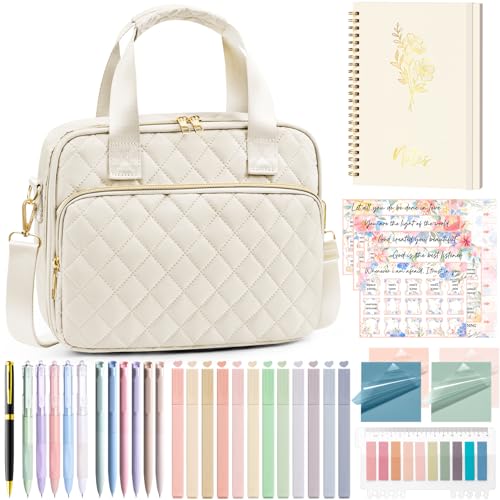 Bible Cover Case for Women, Bible Tote Bag w/Study Supplies Journaling Kit