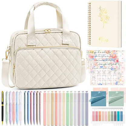 Bible Cover Case for Women, Bible Tote Bag w/Study Supplies Journaling Kit