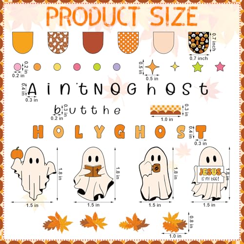 Mooliwe 141 Pcs Halloween Fall Bulletin Board Decor Set Christian Ghost - style: Halloween