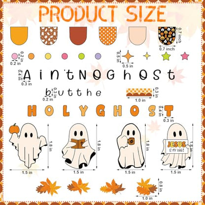 Mooliwe 141 Pcs Halloween Fall Bulletin Board Decor Set Christian Ghost - style: Halloween