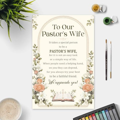 Pastor's Wife Appreciation Card, Christian Thank You Greeting with Heartfelt Poem, Religious Birthday Card Gift for Woman Her Church Leader's Spouse - color: Pastor's Wife