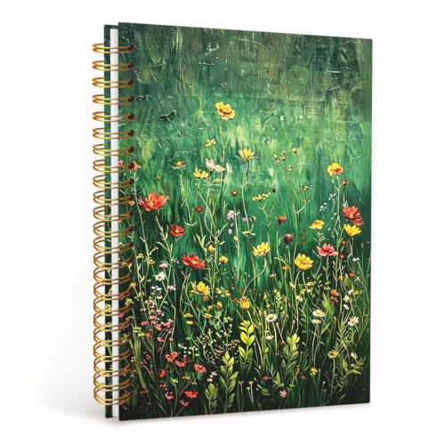 Green Floral Notebook Journal, Cottagecore Wildflower Notebook - color: Flower