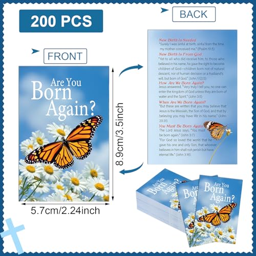 200 Pcs Gospel Tracts Salvation Cards,Are You Born Again - style: Are You Born Again