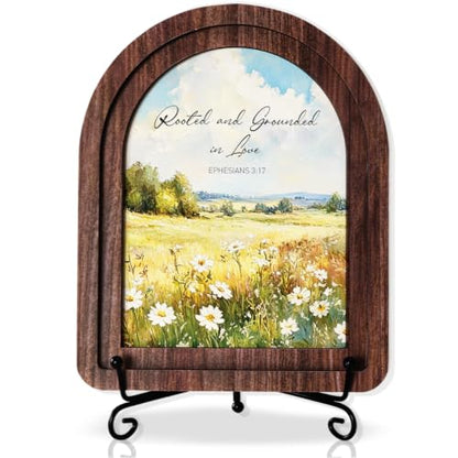 Rooted and Grounded in Love Wood Plaque Signs，Christian Desk Decor - color: Ephesians 3:17