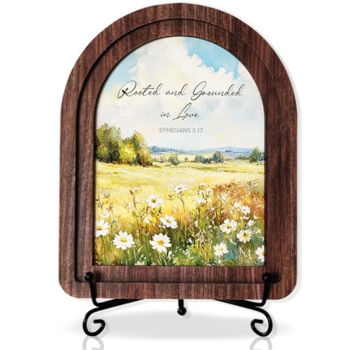 Rooted and Grounded in Love Wood Plaque Signs，Christian Desk Decor - color: Ephesians 3:17