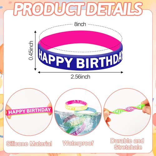 JUNEBRUSHS 42pcs Happy Birthday Silicone Bracelets Classroom Reward Gifts - style: Happy Birthday Style