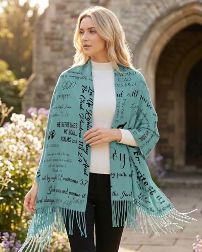 Prayer Shawls for Women Inspirational Scripture Scarf Wrap - color: Green