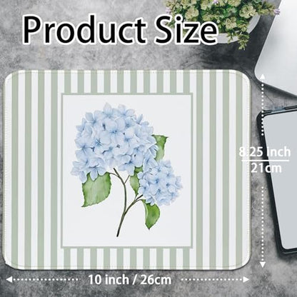 Sage Green Mouse Pad Blue Hydrangea Aesthetic Mouse Pad, 10.2x8.2 - color: Blue and Green Hydrangea, size: 10.2L x 8.2W inches