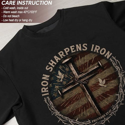 Iron Sharpens Iron T-Shirt Men, Christian Shirts for Men - color: Ds01-black, size: Medium
