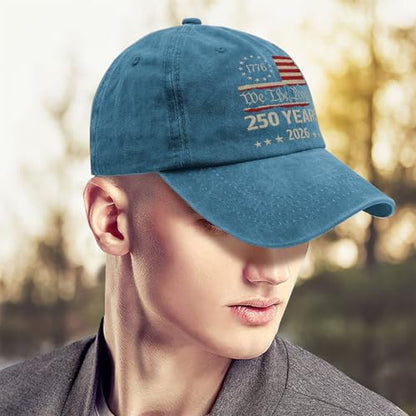 250th Anniversary 250 Years Freedoms Baseball Hat Running Embroidered Cap for - color: Cyan