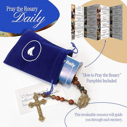 Handmade Catholic Rosary Beads - color: Picasso Jasper - Brown