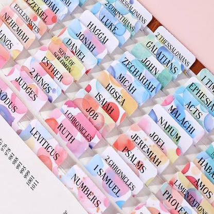 Laminated Bible Tabs for Women, Buble Pink, with Alignment Ruler, 105pcs - style: P-bubble