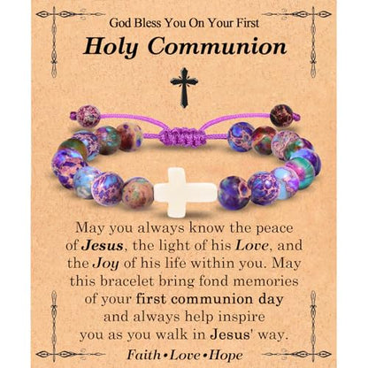 EFVISD Cross Bracelet Gifts for Boys Girls Christian Religious Gifts - color: First Communion -Girls