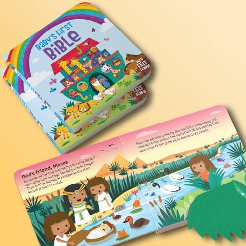 Baby’s First Bible, board book with felt lift-the-flaps, for Christmas, Easter, Baby Dedications
