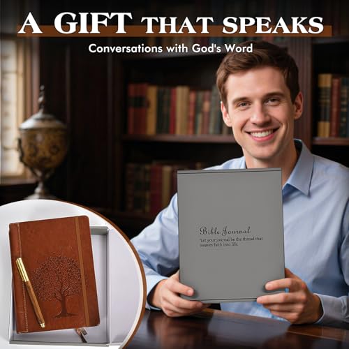 Leather Christian Bible Journal for Men Women, Undated Prayer Journal for Scripture Study & Daily Devotional, Church Notes Notebook, Spiritual Faith Gift for Pastor, Graduation, Baptism (Tree of Life) - color: Tree of life